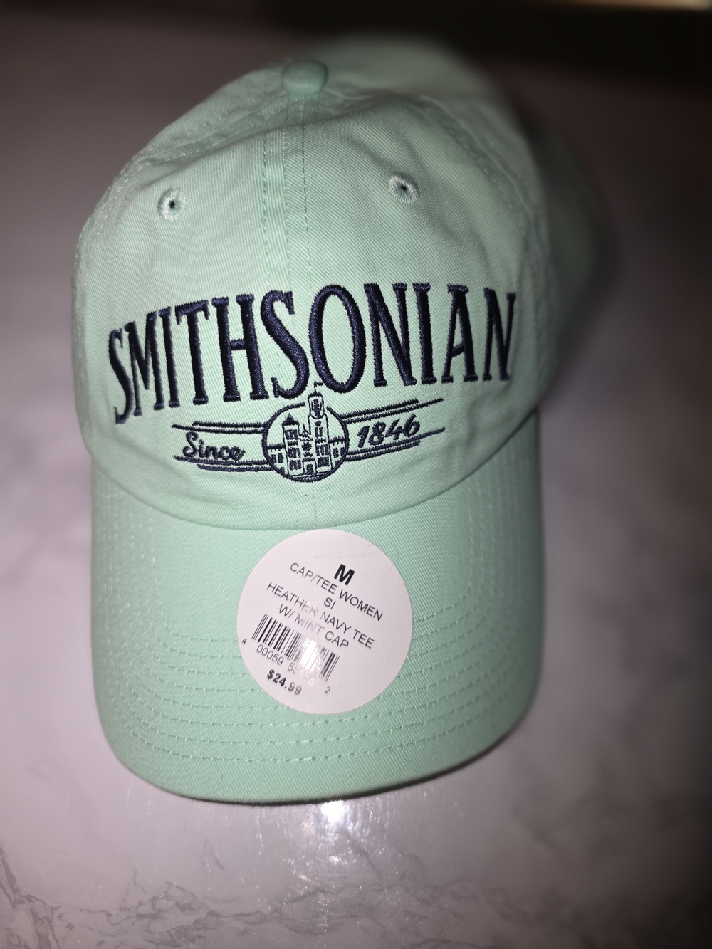Smithsonian mint-green adjustable cap by Fahrenheit, with Tags